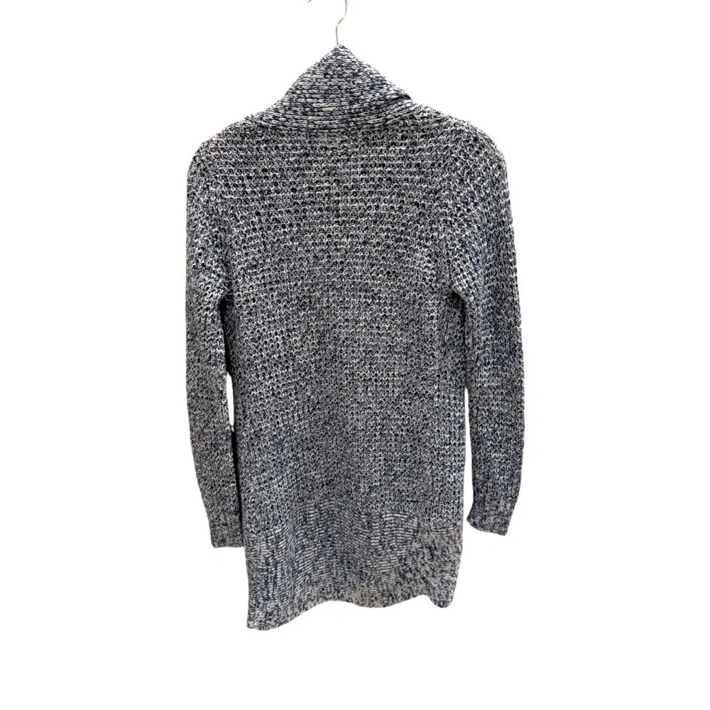 Derek Heart Open Front Shawl Collar Cardigan Sweater Medium Blue Marled Casual